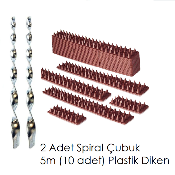 Plastik Diken ve Hologram Spiral Çubuk Kuş Sorununa Çözüm Seti