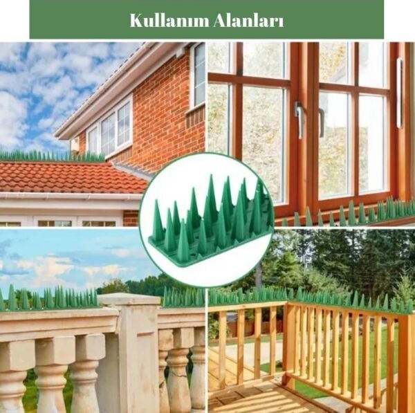 Balkon ve Bahçelerde Kuş Sorununa Çözüm Tüneme Engelleyici Plastik Diken Yeşil