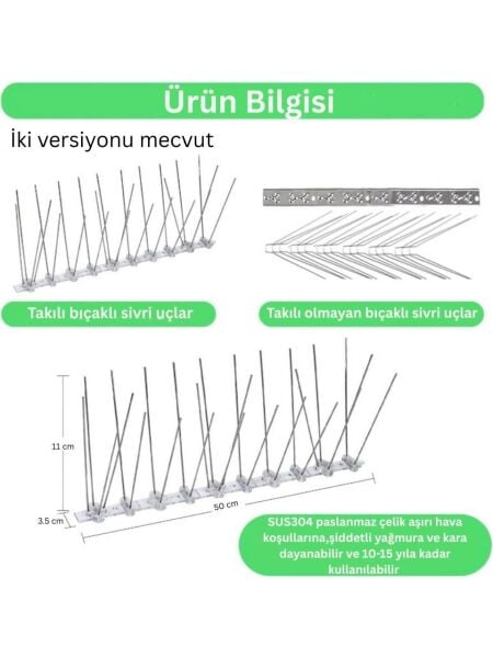 Demonte 2 Metre 4 adet Paslanmaz Kuş Kondurmaz Tel