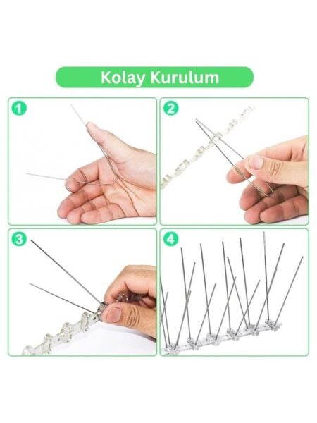 Demonte 2 Metre 4 adet Paslanmaz Kuş Kondurmaz Tel