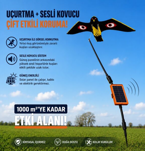 Güneş Enerjili Sesli Kuş Kovucu Uçurtma