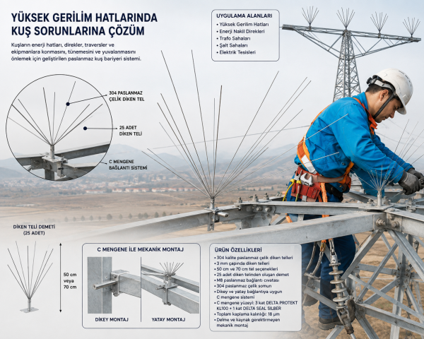 Yüksek Gerilim Hatları İçin Yelpaze Paslanmaz Kuş Bariyeri